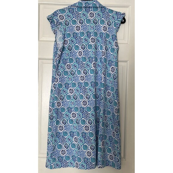 IBKUL Dress Large UPF Blue Cap Pleat Sleeve Tennis Golf Preppy Pickleball Cool - Picture 5 of 7